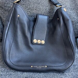 Marc Jacobs Black Hobo Bag with Gold Accents